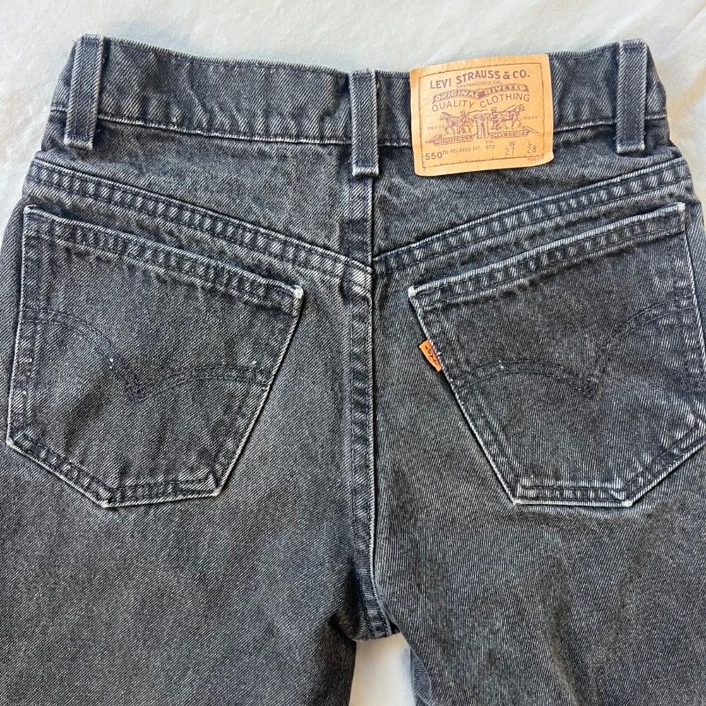 LEVI'S 550 Vintage Relaxed Fit Student Jeans Size 27x28 Black Wash Size 1995 90s
